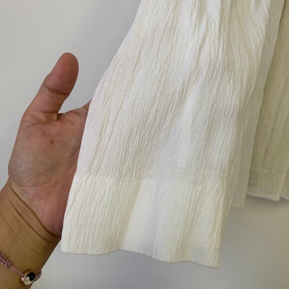 Vintage White Bark Crepe High Waist Gathered Skirt - Picture 6 of 7